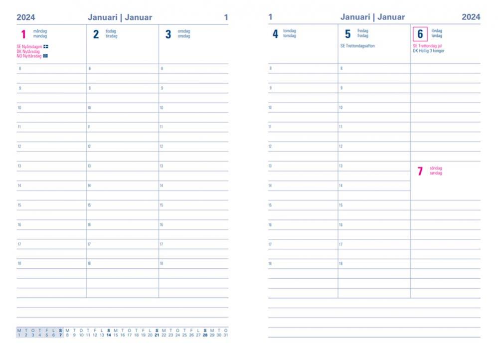 Kalender Executive A5 Vertical Svart 2024