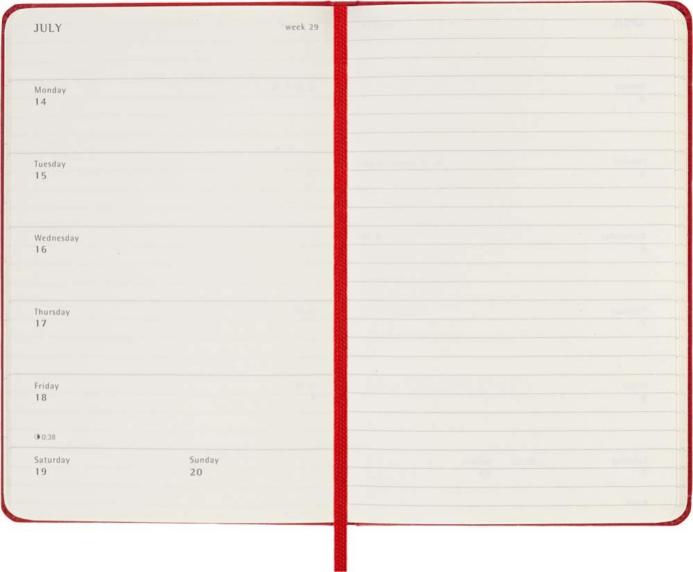 Moleskine Weekly Notebook Red hard pocket 2025