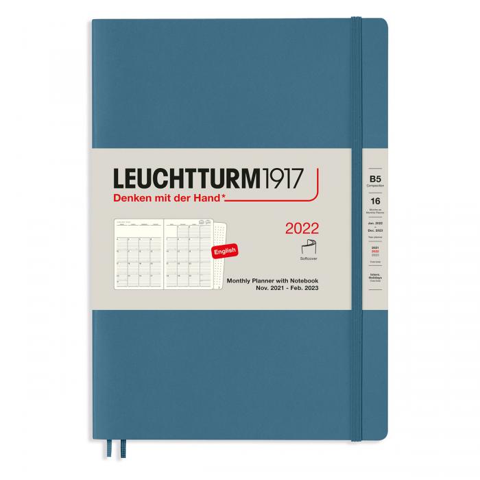 Kalender Leuchtturm1917 B6 Soft Monthly Planner 16m Stone Blue 2022