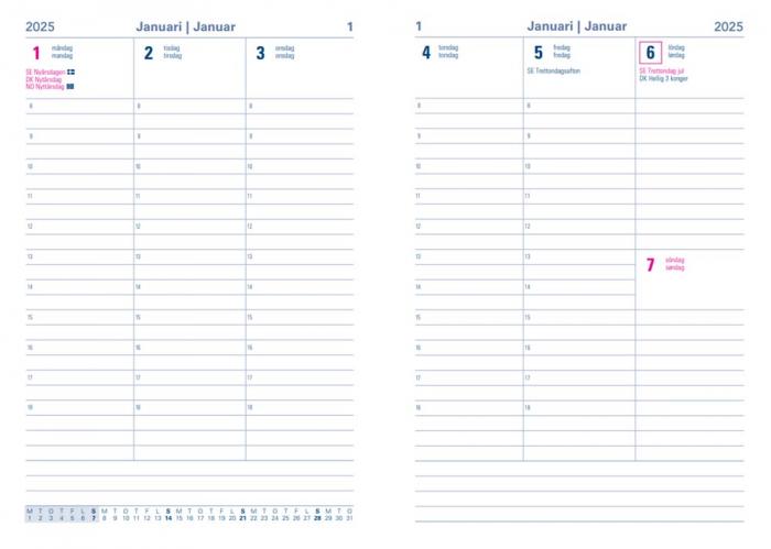 Kalender Executive A5 Vertical Svart 2025