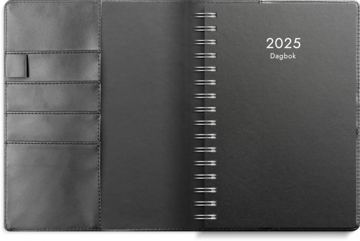 Dagbok svart konstldermed slejf 2025