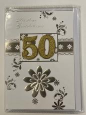 Grattiskort med kuvert - 50 år blomma