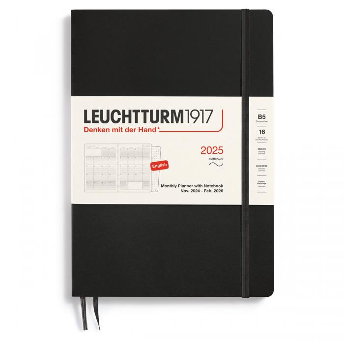 Leuchtturm1917 B5 Soft Mnad/Uppslag 16m Black 2025