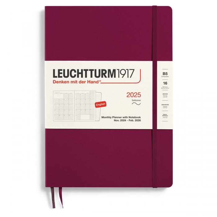 Leuchtturm1917 B5 Soft Mnad/Uppslag 16m Port Red 2025