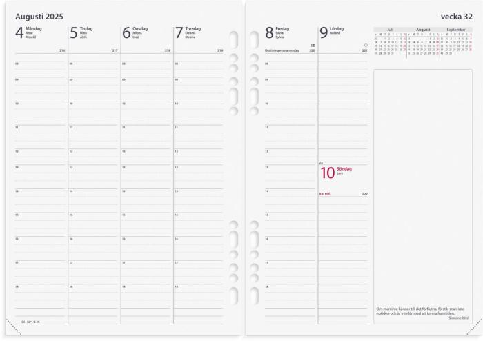 Business Systemkalender svart konstläder 2025