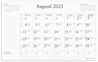 Månadsblock 240x152 mm 2025