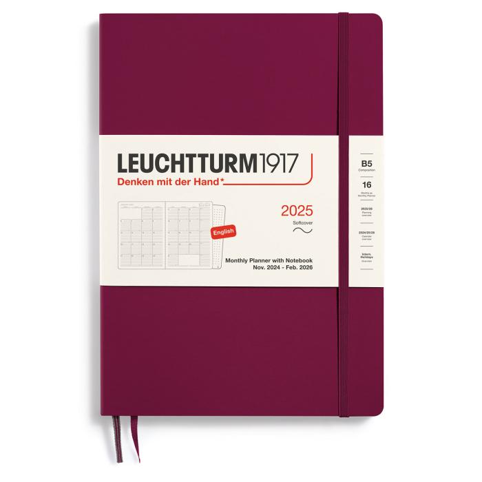 Leuchtturm1917 B5 Soft Månad/Uppslag 16m Port Red 2025