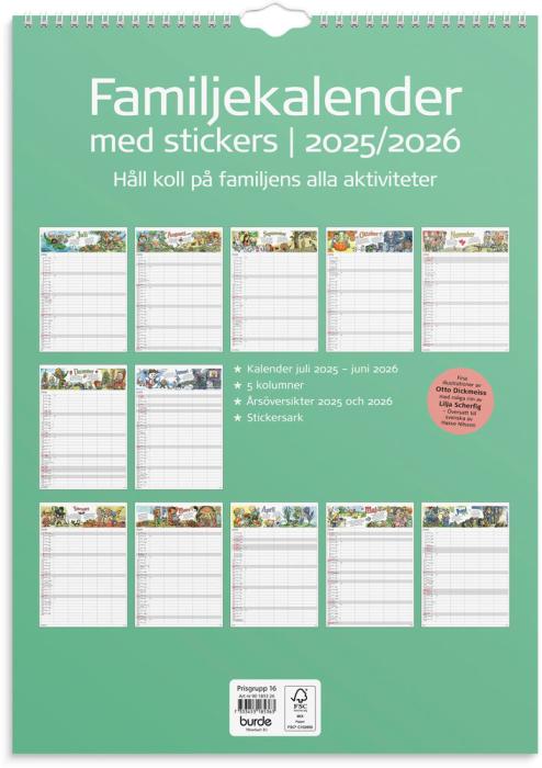 Familjekalender med stickers 2025-2026