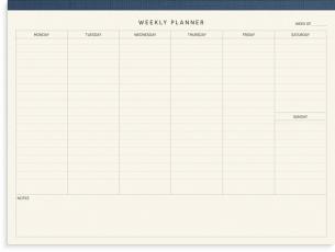 Weekly planner pad Textile 