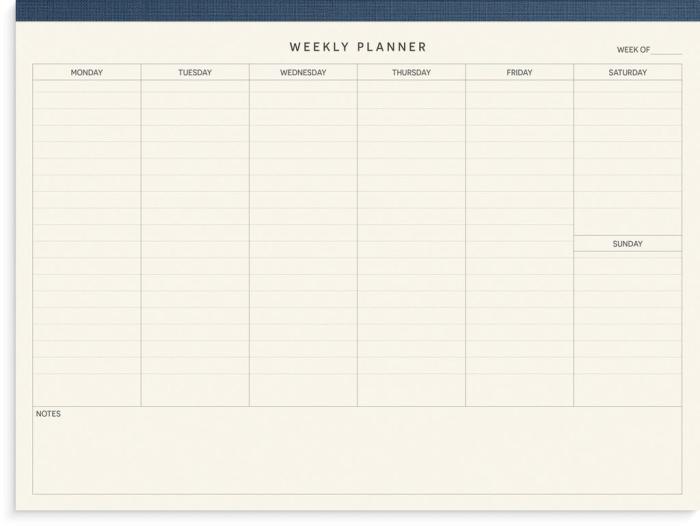 Weekly planner pad Textile 