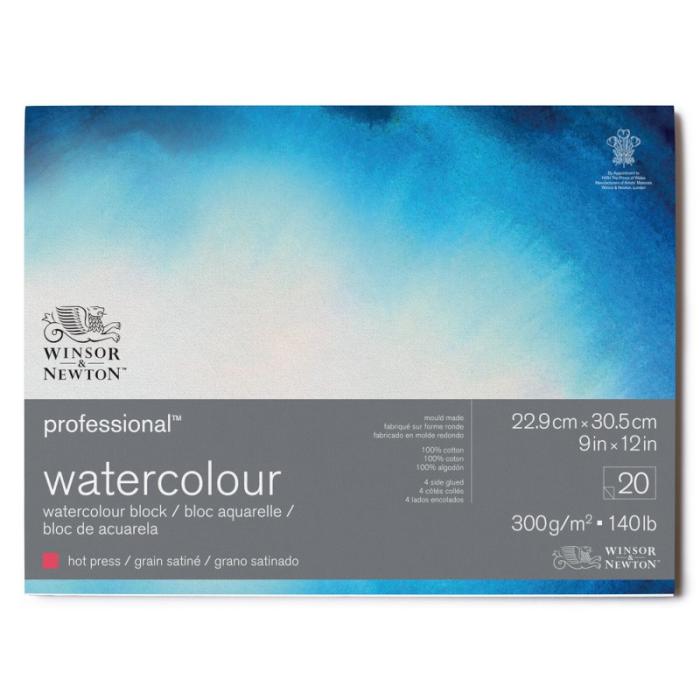 Akvarellblock 22,9x30,5cm Winsor & Newton Premium Hot Press 300g