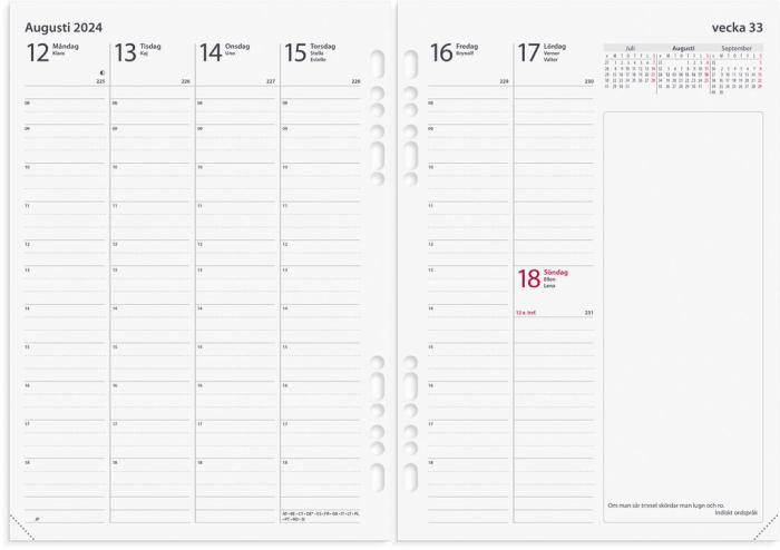 Business Systemkalender svart konstläder 2024