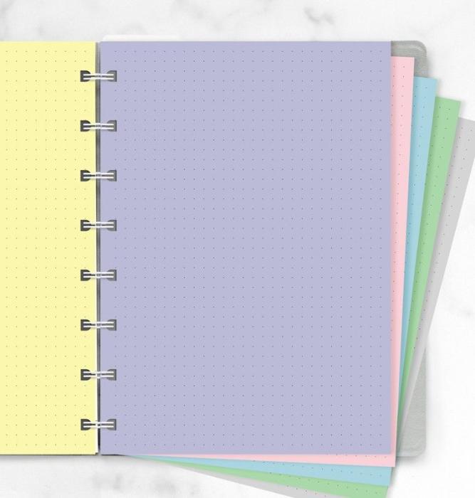 Extrablad pastellfärgade dotted till Filofax Notebook A5