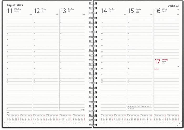 Weekly A5 svart skinn 2025