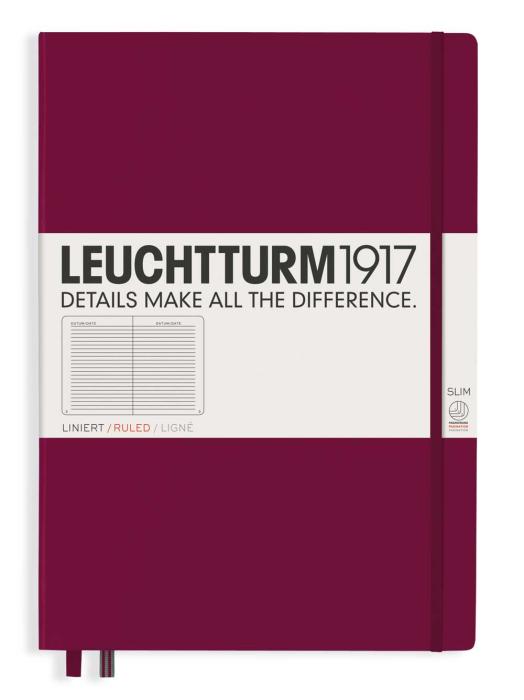 Leuchtturm Notebook A4 Slim Hard 121s Port Red linjerad