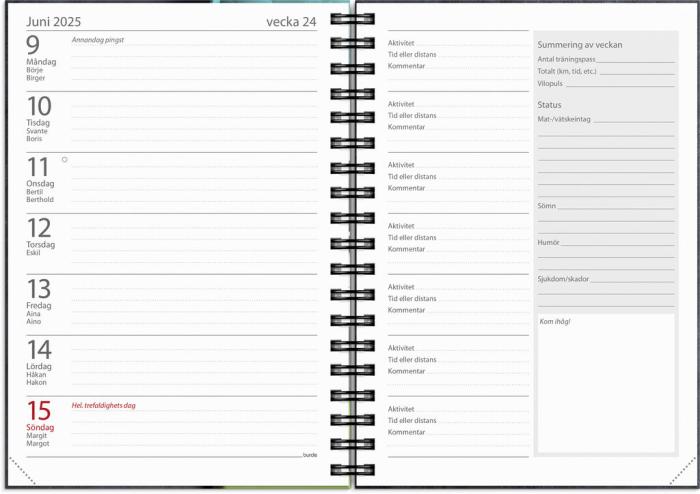 Kalender 2025 Träningskalendern A6