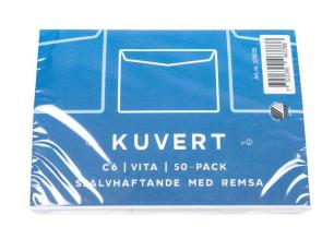 Kuvert C6 80g Vit remsa 50-pack