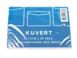 Kuvert C6 80g Vit remsa 50-pack