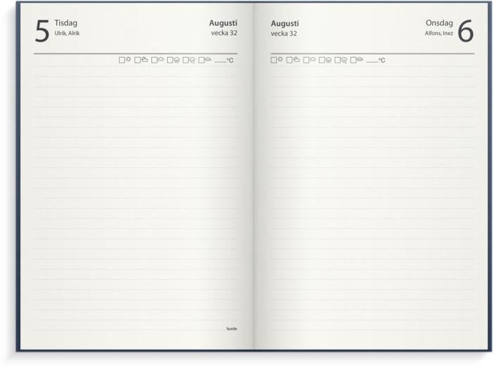 1-årsdagbok blått konstläder 2025