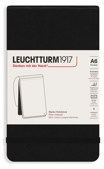 Leuchtturm1917 Reporter Notepad A6 hard cover plain Black