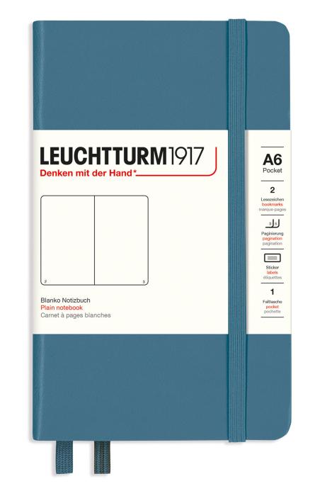 Leuchtturm A6 hard 185s Stone blue olinjerad