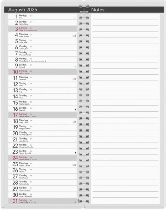 Bordskalender 2025 elegant med spiral