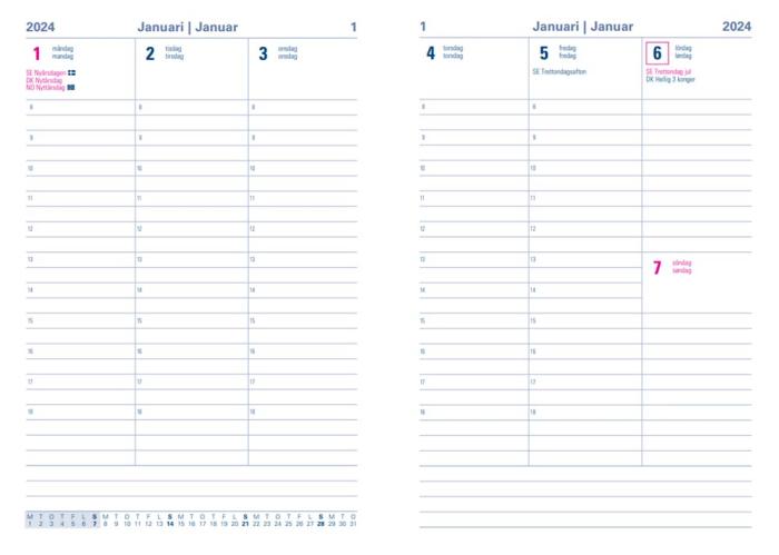 Kalender Executive A5 Vertical Röd 2024