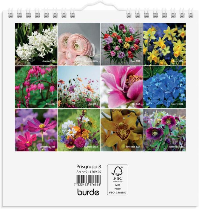 Väggkalender Blommor 2025