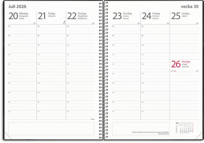 Kalender Study A5 Twist Svart 2025-2026