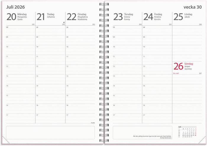 Kalender Study A5 Textile rosa 2025-2026