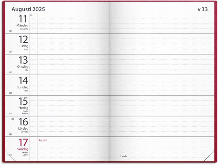 Fickagenda rött konstläder 2025