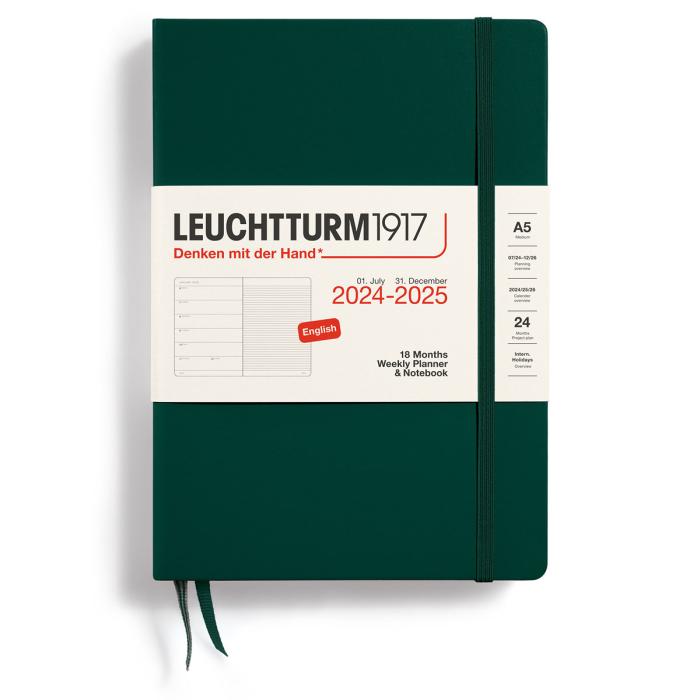 Weekly Planner/Notebook 18m 24-25 A5 Forest Green