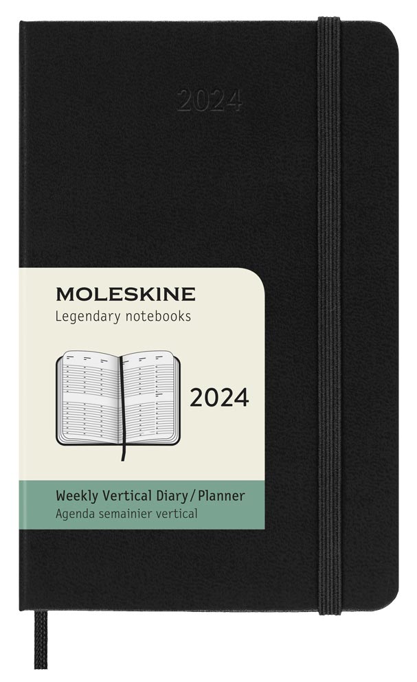 Moleskine Weekly Planner Vertical Svart hard pocket 2024